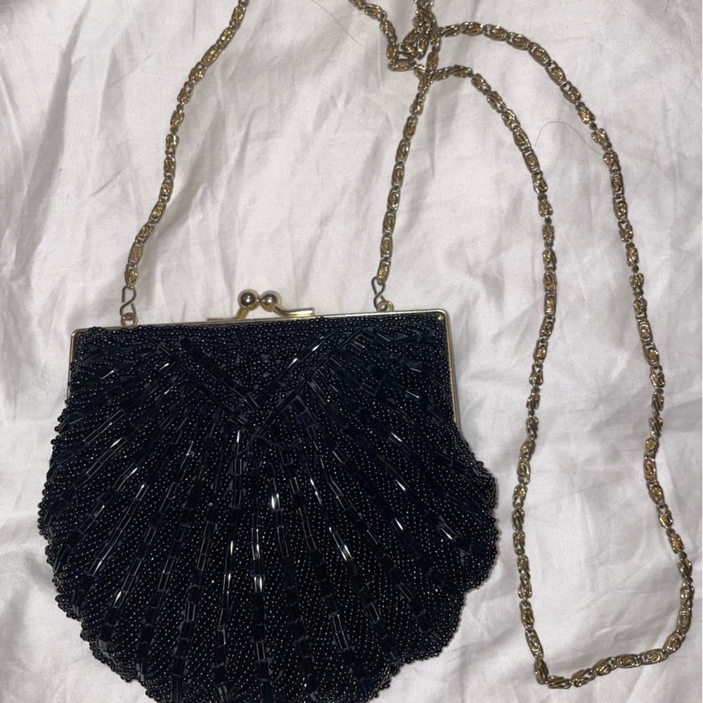 la regale ltd vintage beaded purse black & gold